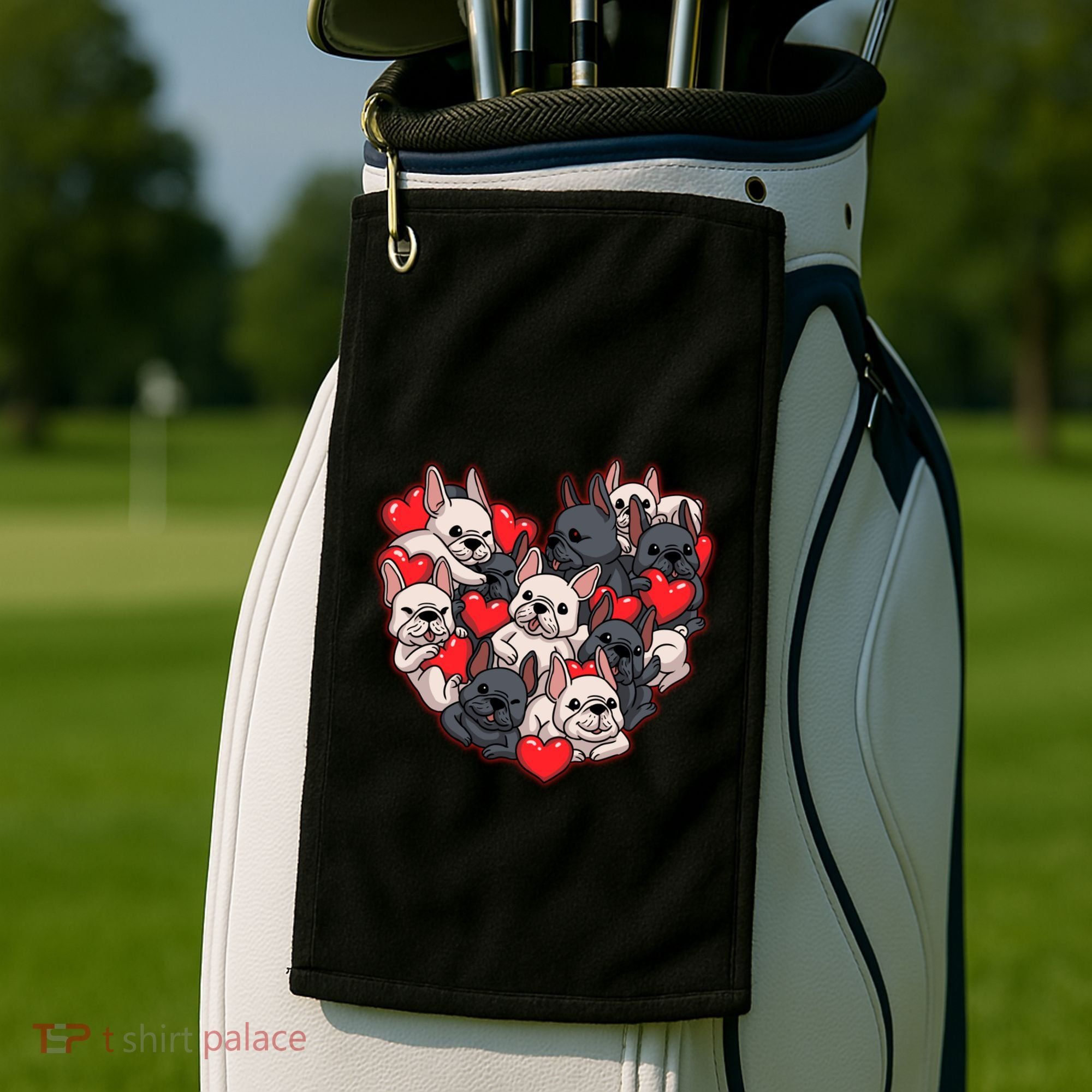 Frenchie Heart Valentines Great Gift Love French Bulldog Gift Meaningful Gift Golf Towel