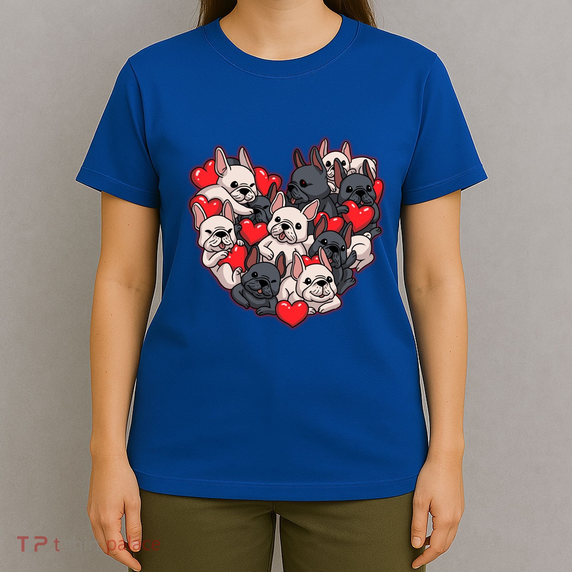 Frenchie Heart Valentines Great Gift Love French Bulldog Gift Meaningful Gift T-Shirt