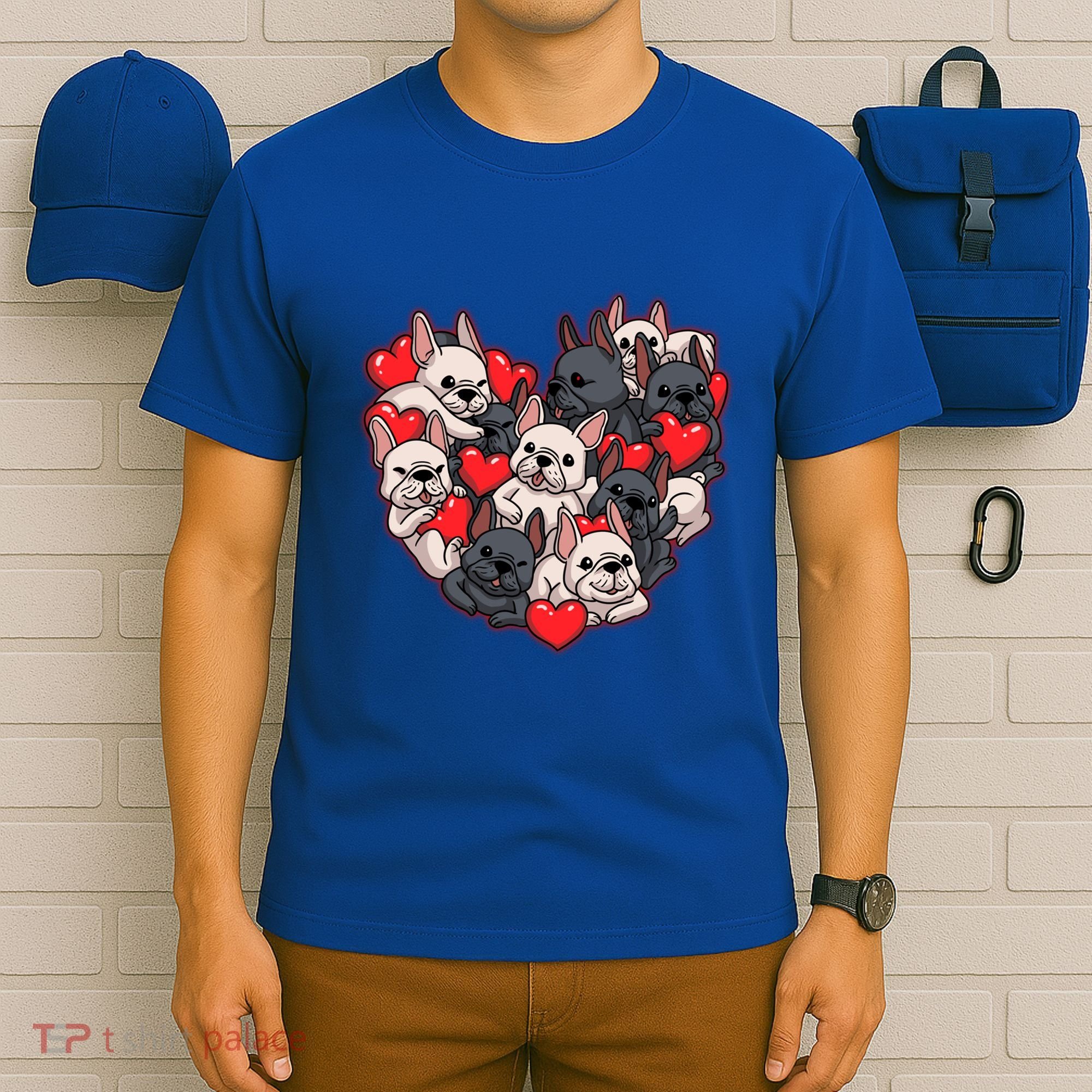Frenchie Heart Valentines Great Gift Love French Bulldog Gift Meaningful Gift T-Shirt
