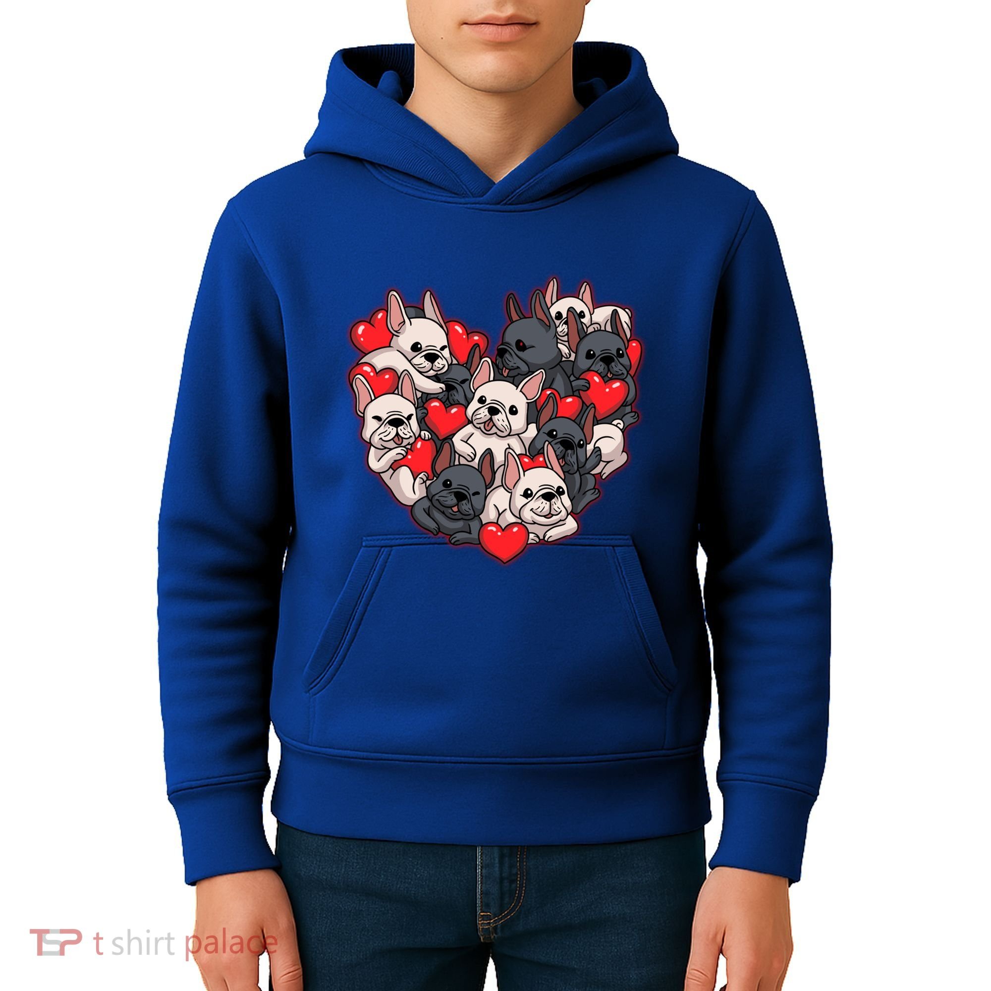Frenchie Heart Valentines Great Gift Love French Bulldog Gift Meaningful Gift Kids Hoodie