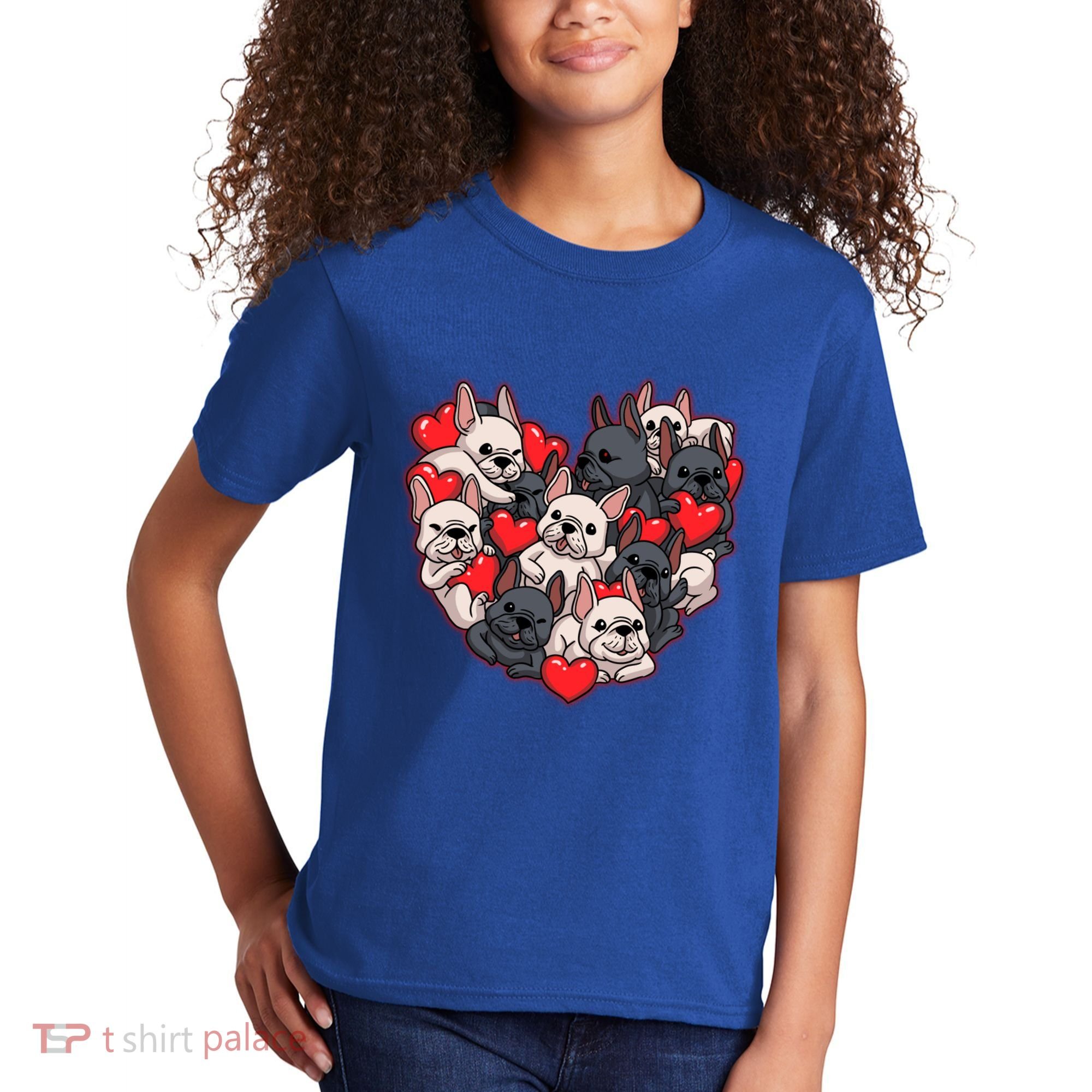 Frenchie Heart Valentines Great Gift Love French Bulldog Gift Meaningful Gift Kids T-Shirt