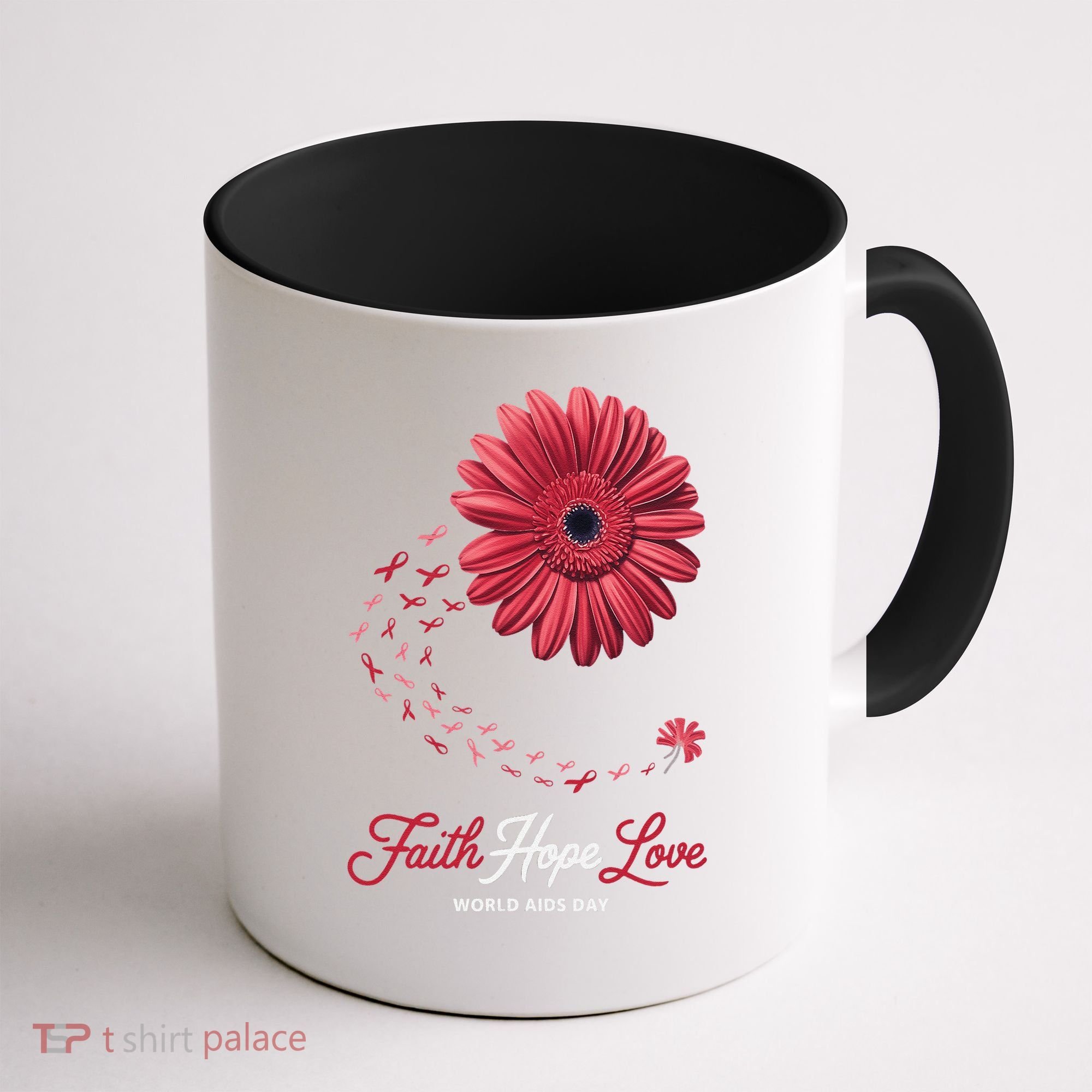 Falth Hope World AIDS Day Awareness Daisy Flower Ribbon Coffee Mug