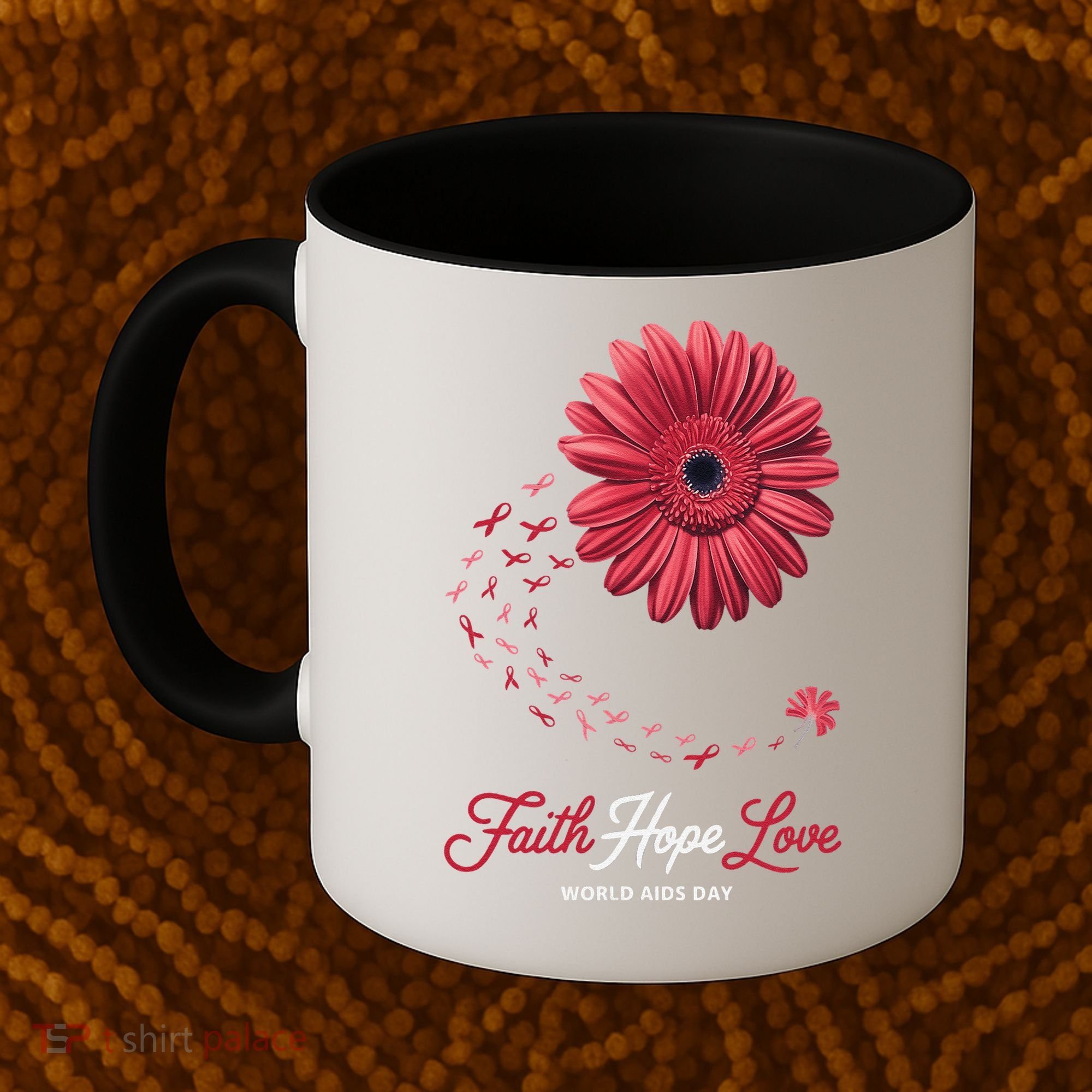 Falth Hope World AIDS Day Awareness Daisy Flower Ribbon Coffee Mug