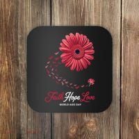 Falth Hope World AIDS Day Awareness Daisy Flower Ribbon Coaster thumb 0