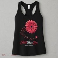 Falth Hope World AIDS Day Awareness Daisy Flower Ribbon Women's Tank Top thumb 3