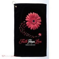 Falth Hope World AIDS Day Awareness Daisy Flower Ribbon Golf Towel thumb 0
