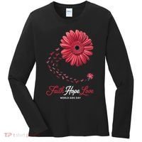 Falth Hope World AIDS Day Awareness Daisy Flower Ribbon Women's Long Sleeve Shirt thumb 0