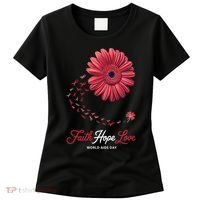 Falth Hope World AIDS Day Awareness Daisy Flower Ribbon Women's T-Shirt thumb 0