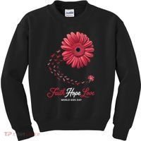 Falth Hope World AIDS Day Awareness Daisy Flower Ribbon Kids Sweatshirt thumb 0