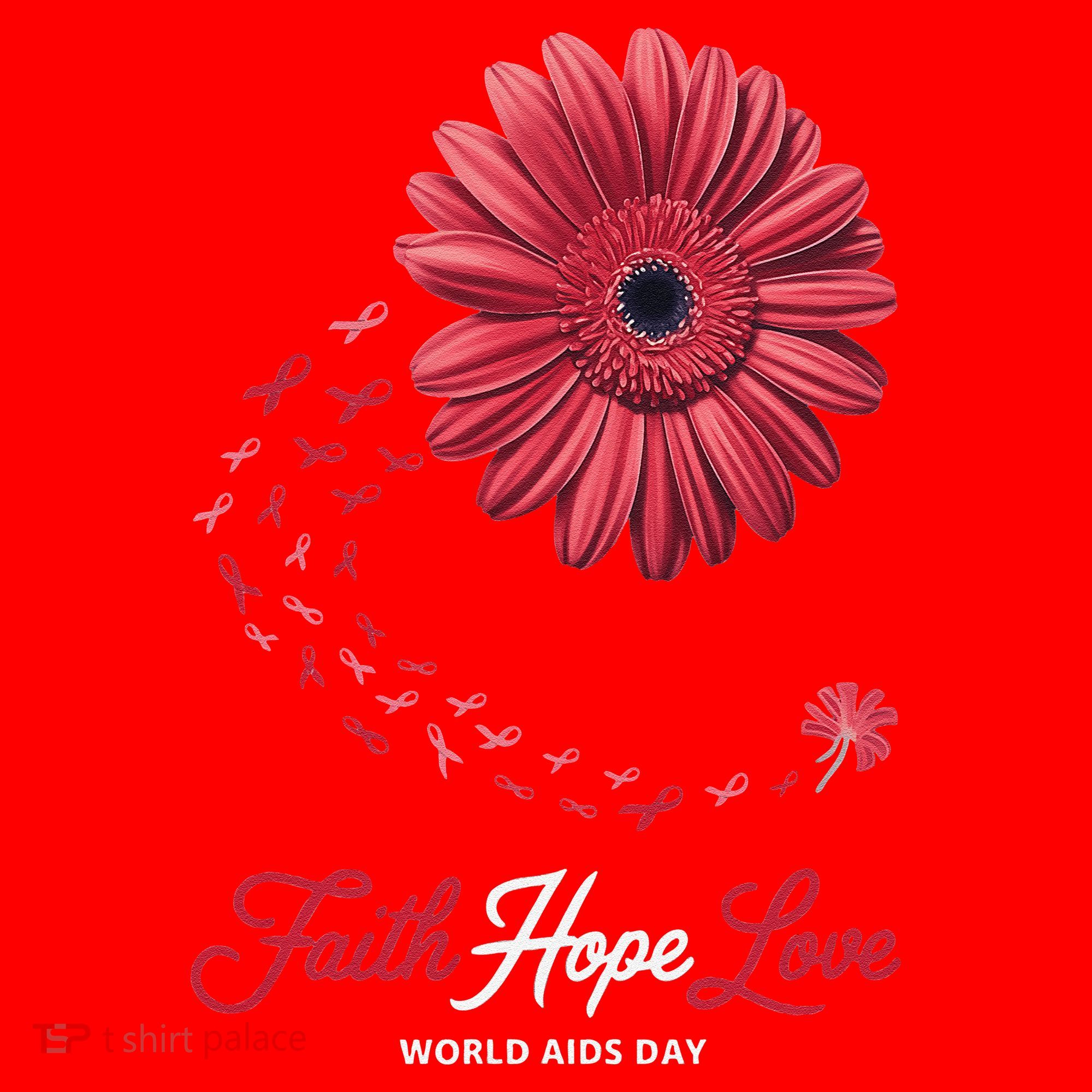 Falth Hope World AIDS Day Awareness Daisy Flower Ribbon Santa Hat