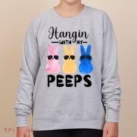 Funny Hangin With My Peeps Easter Bunny Chillin With Peeps Gift Women's Sweatshirt thumb 0