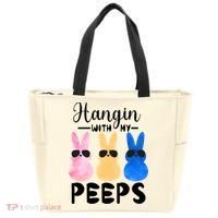 Funny Hangin With My Peeps Easter Bunny Chillin With Peeps Gift Tote Bag thumb 0