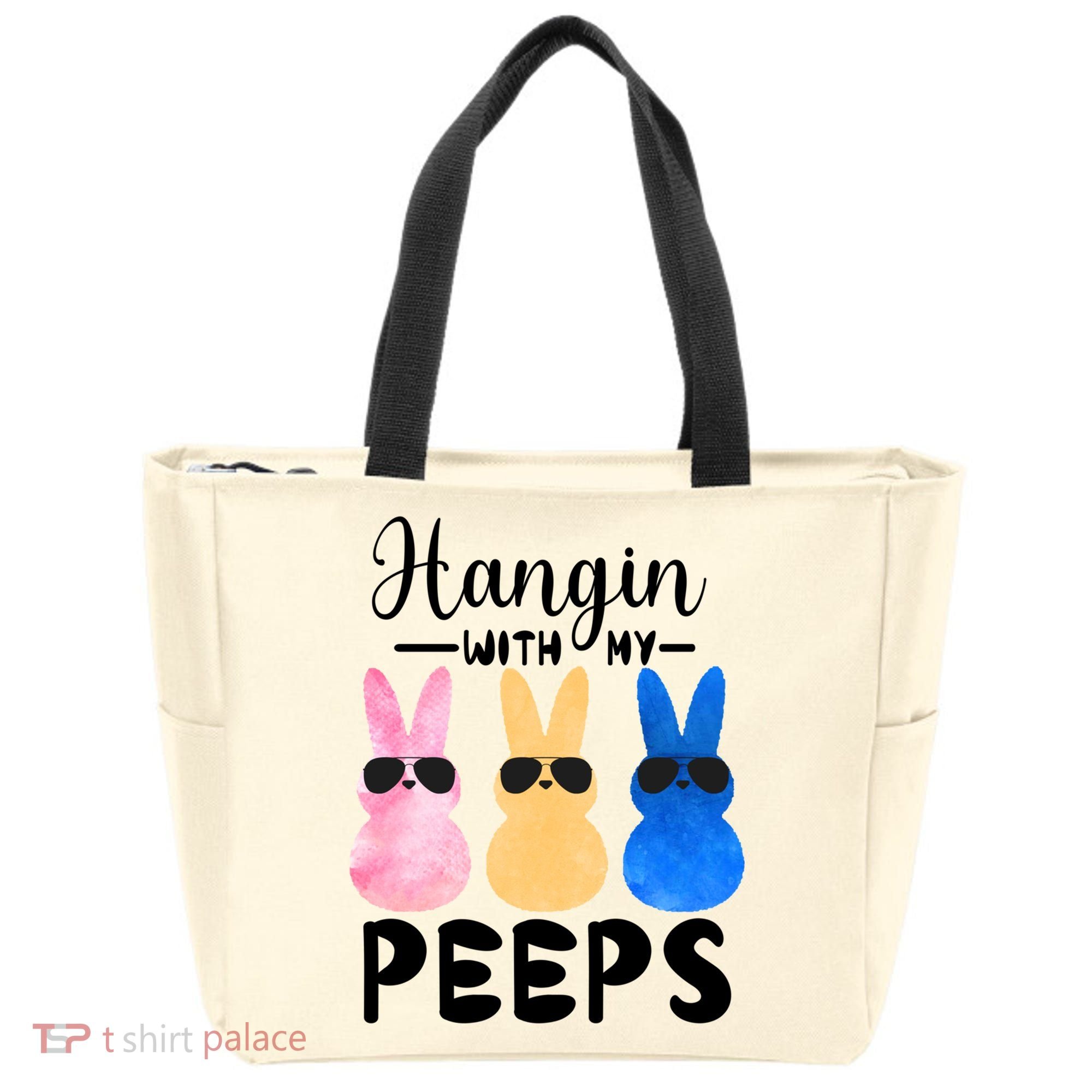 Funny Hangin With My Peeps Easter Bunny Chillin With Peeps Gift Tote Bag