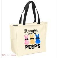 Funny Hangin With My Peeps Easter Bunny Chillin With Peeps Gift Tote Bag thumb 2