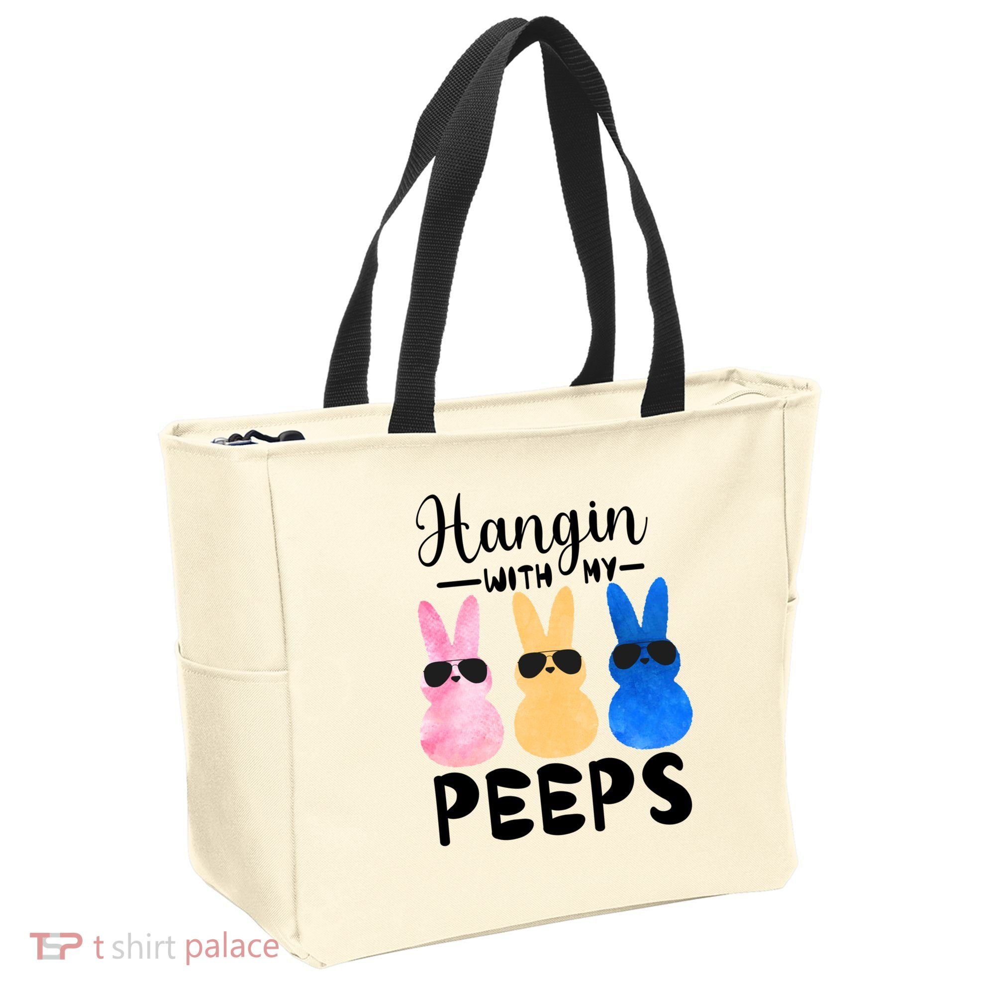 Funny Hangin With My Peeps Easter Bunny Chillin With Peeps Gift Tote Bag
