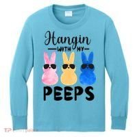 Funny Hangin With My Peeps Easter Bunny Chillin With Peeps Gift Kids Long Sleeve Shirt thumb 0