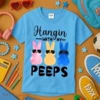 Funny Hangin With My Peeps Easter Bunny Chillin With Peeps Gift Kids T-Shirt thumb 3
