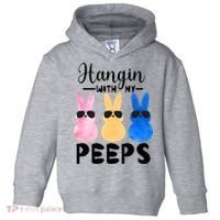 Funny Hangin With My Peeps Easter Bunny Chillin With Peeps Gift Toddler Hoodie thumb 0