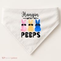 Funny Hangin With My Peeps Easter Bunny Chillin With Peeps Gift USA-Made Doggie Bandana thumb 0
