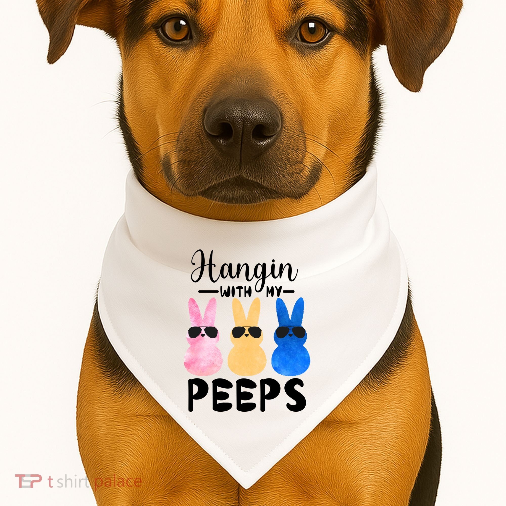 Funny Hangin With My Peeps Easter Bunny Chillin With Peeps Gift USA-Made Doggie Bandana