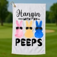 Funny Hangin With My Peeps Easter Bunny Chillin With Peeps Gift Golf Towel thumb 1