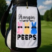 Funny Hangin With My Peeps Easter Bunny Chillin With Peeps Gift Golf Towel thumb 2