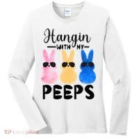 Funny Hangin With My Peeps Easter Bunny Chillin With Peeps Gift Women's Long Sleeve Shirt thumb 0