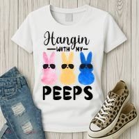 Funny Hangin With My Peeps Easter Bunny Chillin With Peeps Gift Women's T-Shirt thumb 3