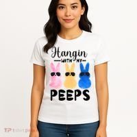 Funny Hangin With My Peeps Easter Bunny Chillin With Peeps Gift Women's T-Shirt thumb 4