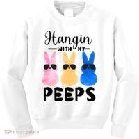 Funny Hangin With My Peeps Easter Bunny Chillin With Peeps Gift Kids Sweatshirt thumb 0