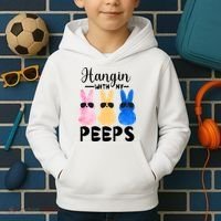 Funny Hangin With My Peeps Easter Bunny Chillin With Peeps Gift Kids Hoodie thumb 2