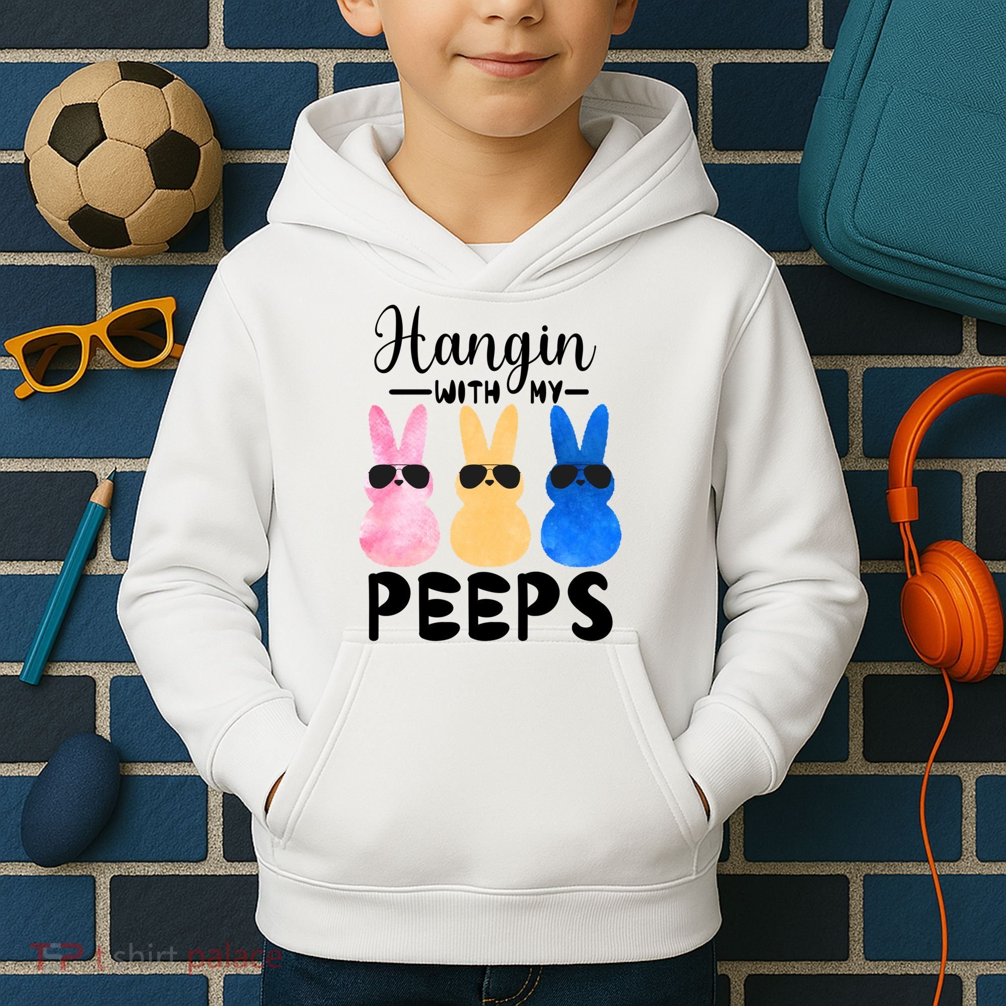 Funny Hangin With My Peeps Easter Bunny Chillin With Peeps Gift Kids Hoodie