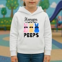 Funny Hangin With My Peeps Easter Bunny Chillin With Peeps Gift Kids Hoodie thumb 3