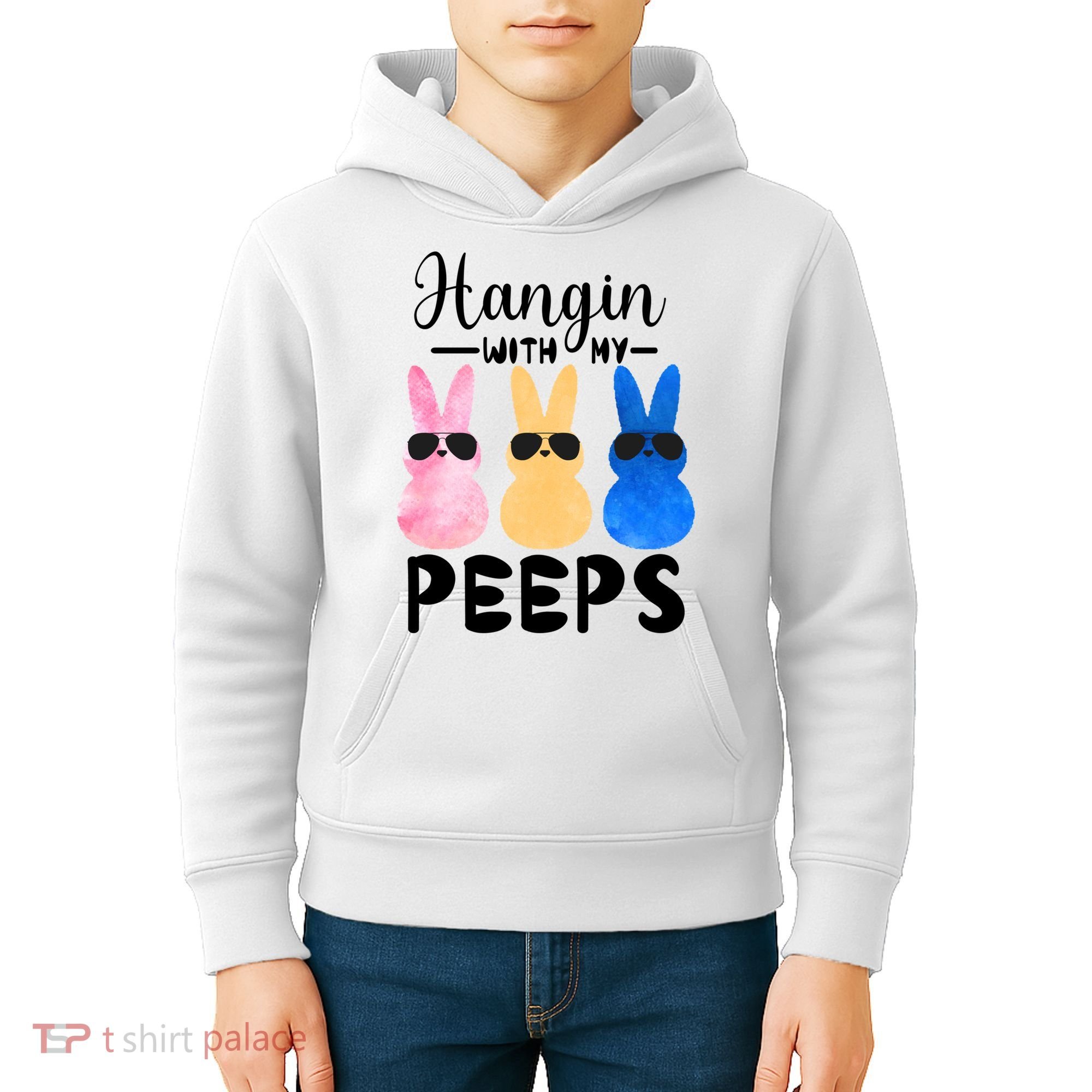 Funny Hangin With My Peeps Easter Bunny Chillin With Peeps Gift Kids Hoodie