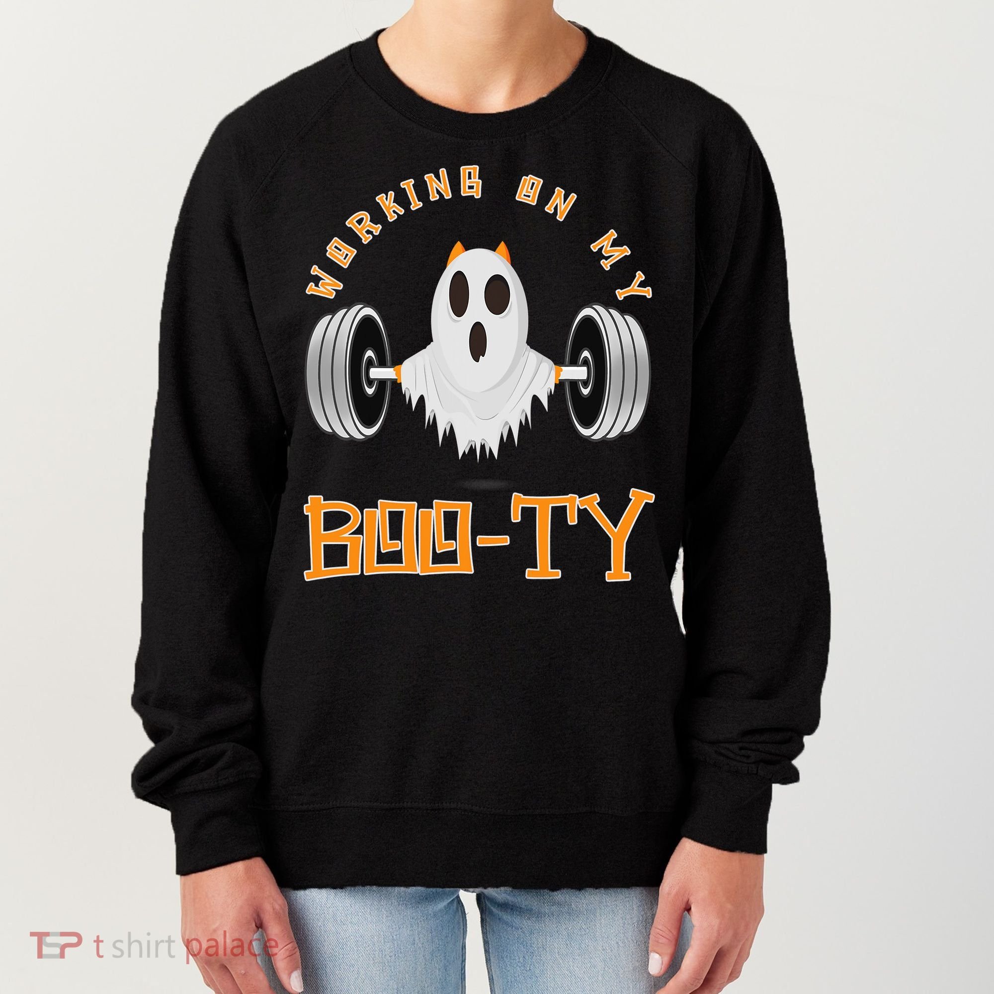 Funny Halloween Workout Gym Working On My Boo Ty Ghost Women's Sweatshirt