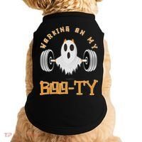 Funny Halloween Workout Gym Working On My Boo Ty Ghost Doggie Tank thumb 0