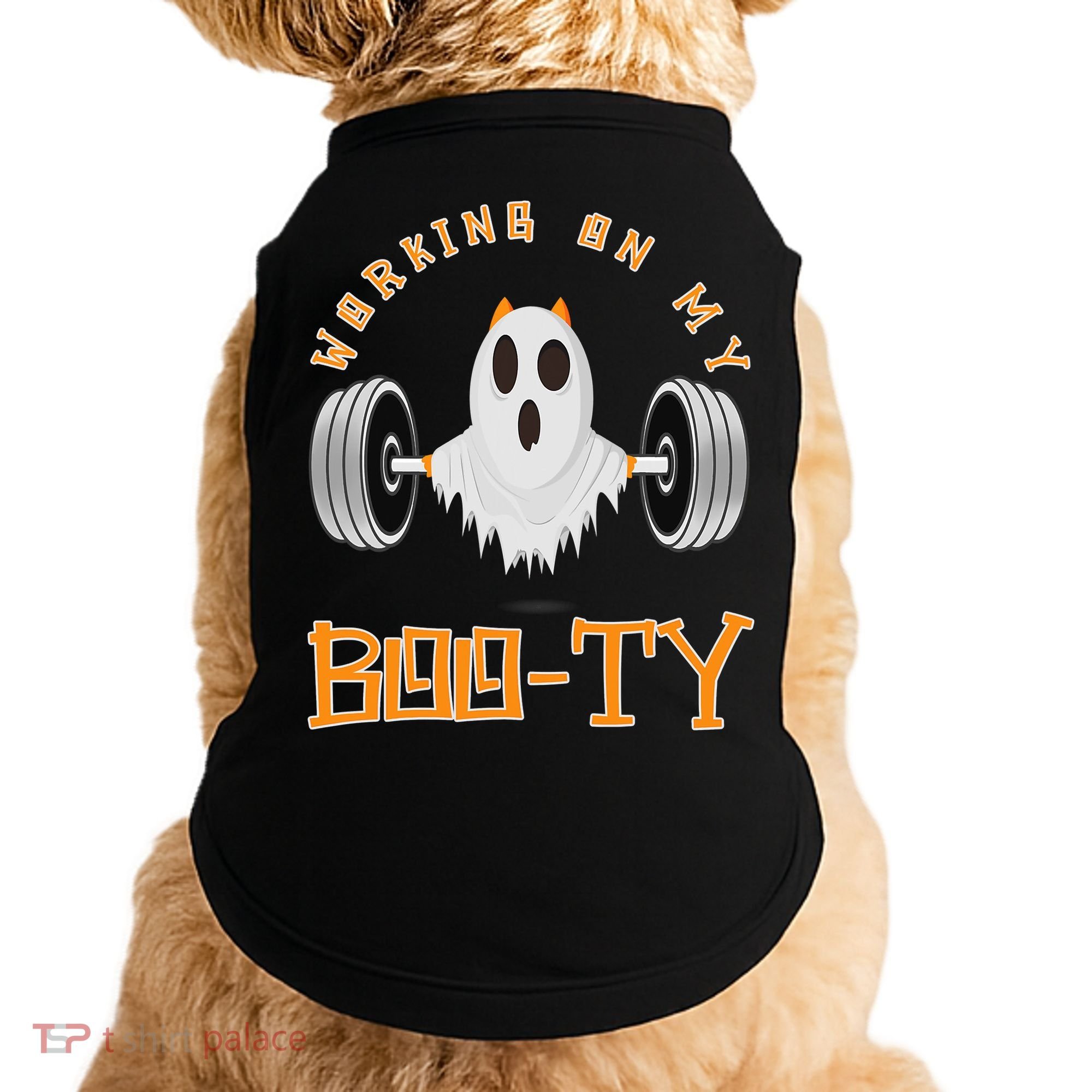 Funny Halloween Workout Gym Working On My Boo Ty Ghost Doggie Tank