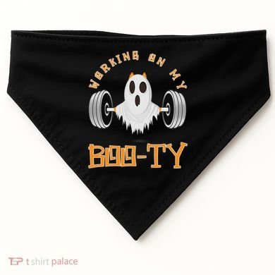 Funny Halloween Workout Gym Working On My Boo Ty Ghost USA-Made Doggie Bandana