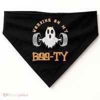 Funny Halloween Workout Gym Working On My Boo Ty Ghost USA-Made Doggie Bandana thumb 0