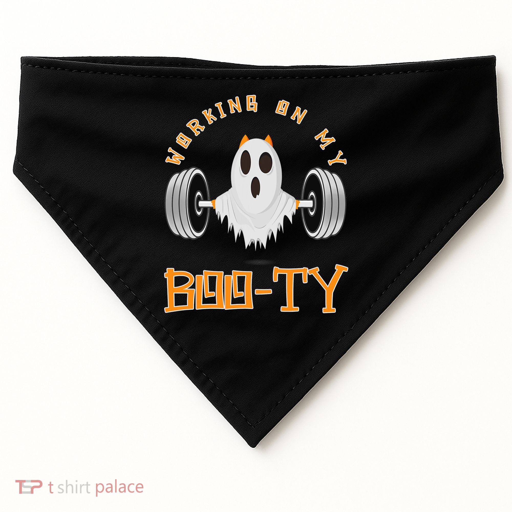 Funny Halloween Workout Gym Working On My Boo Ty Ghost USA-Made Doggie Bandana