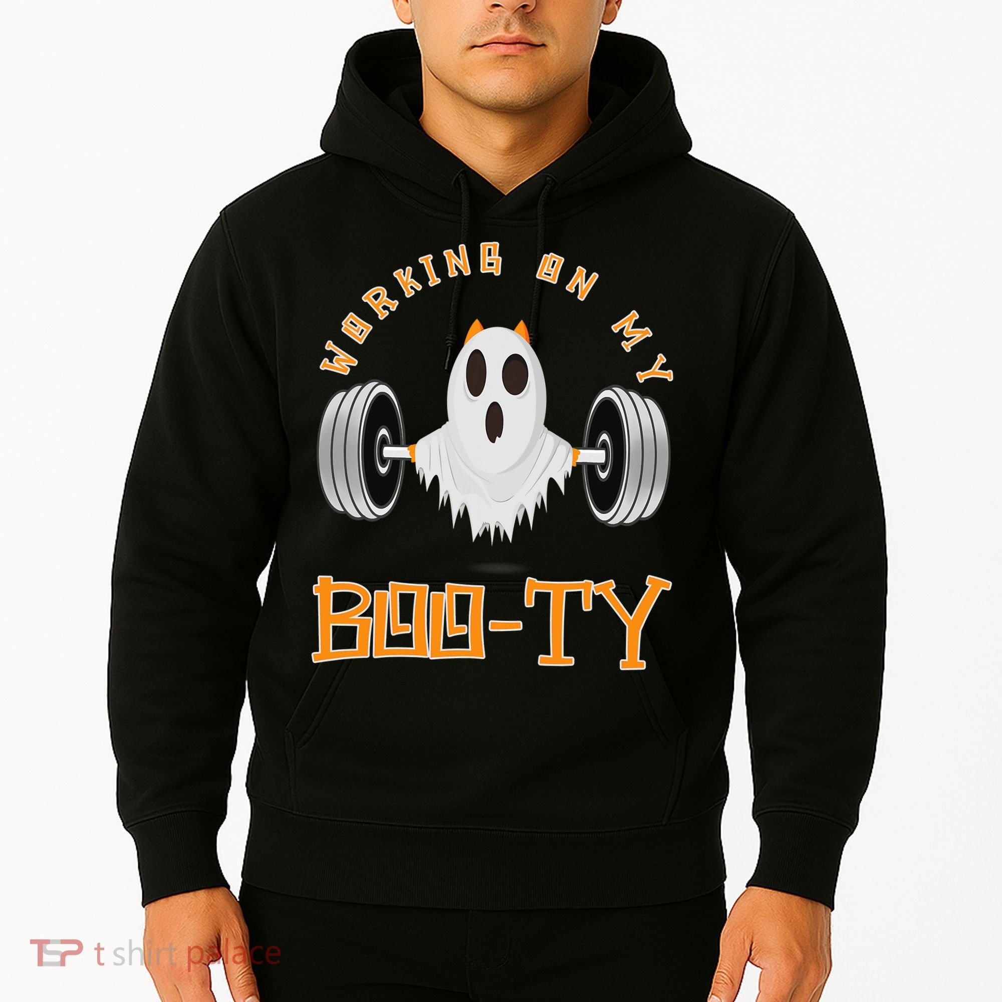 Funny Halloween Workout Gym Working On My Boo Ty Ghost Hoodie