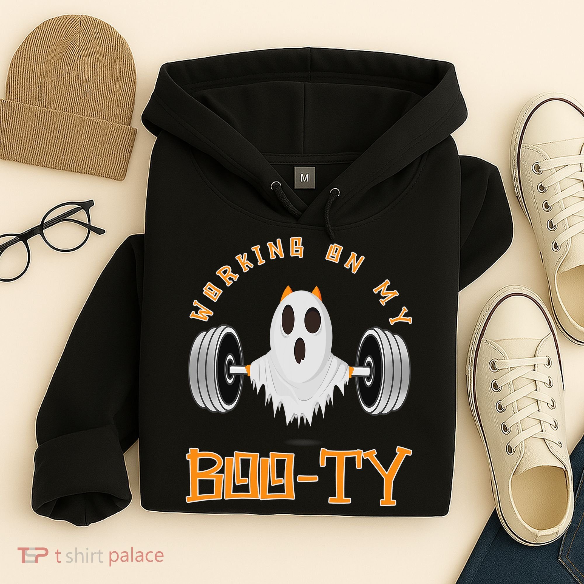 Funny Halloween Workout Gym Working On My Boo Ty Ghost Hoodie