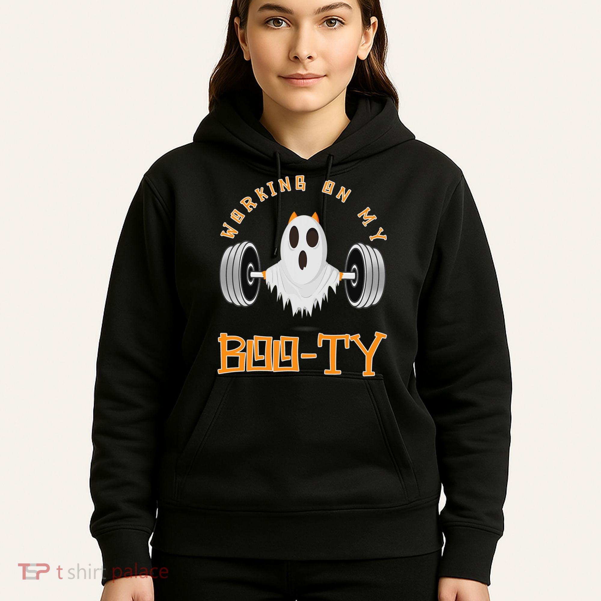 Funny Halloween Workout Gym Working On My Boo Ty Ghost Hoodie