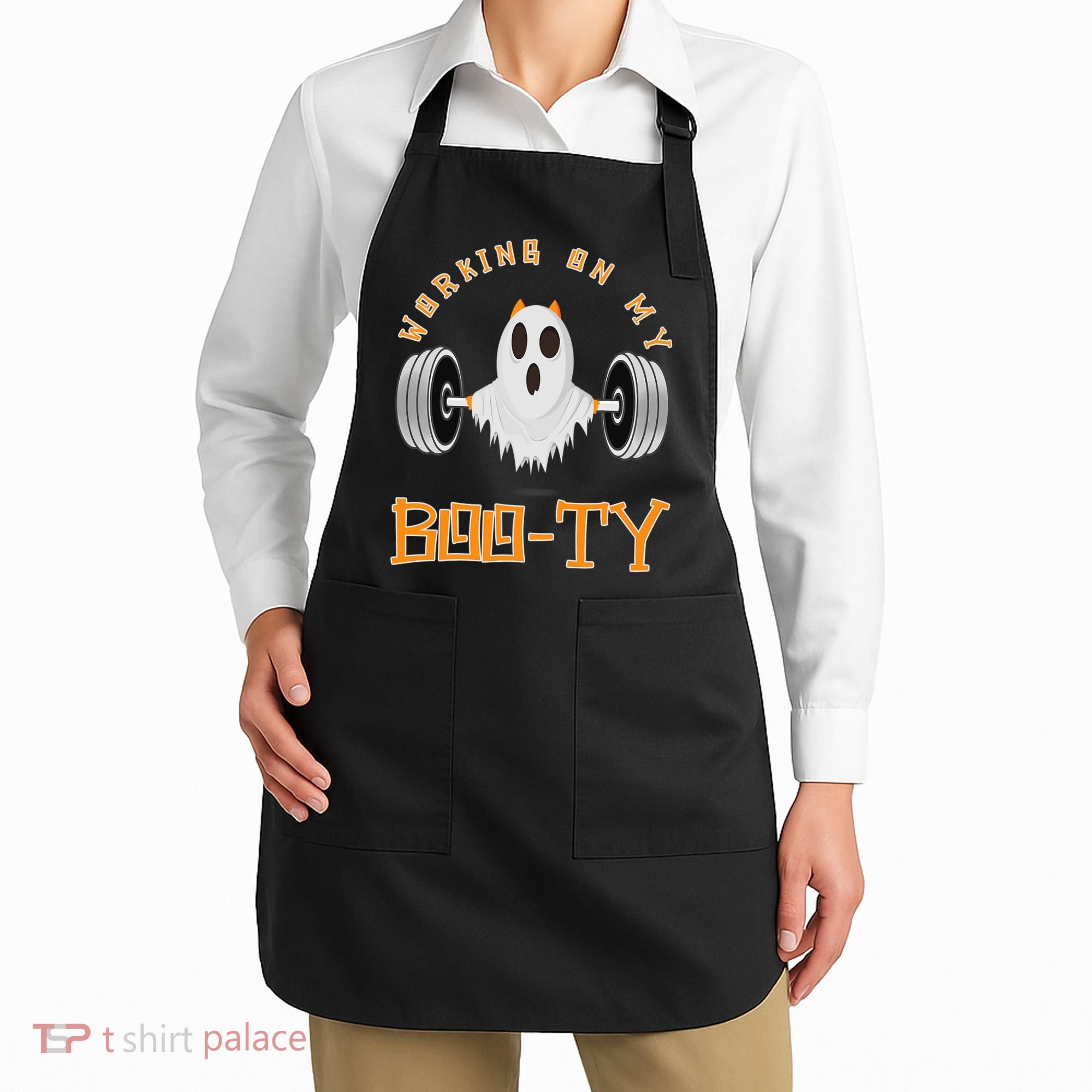 Funny Halloween Workout Gym Working On My Boo Ty Ghost Apron