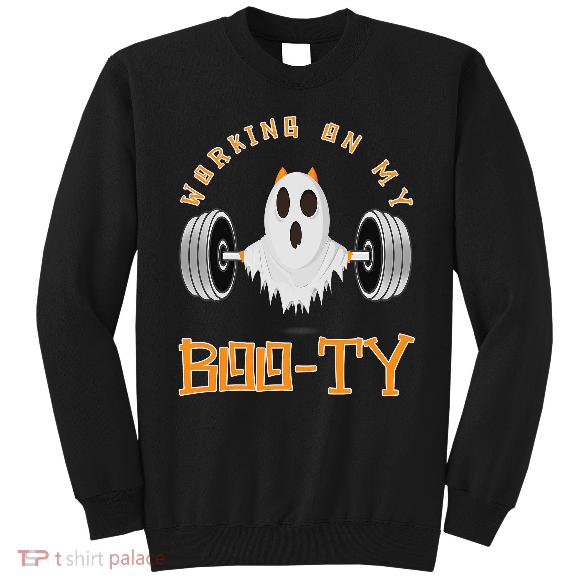 Funny Halloween Workout Gym Working On My Boo Ty Ghost Sweatshirt