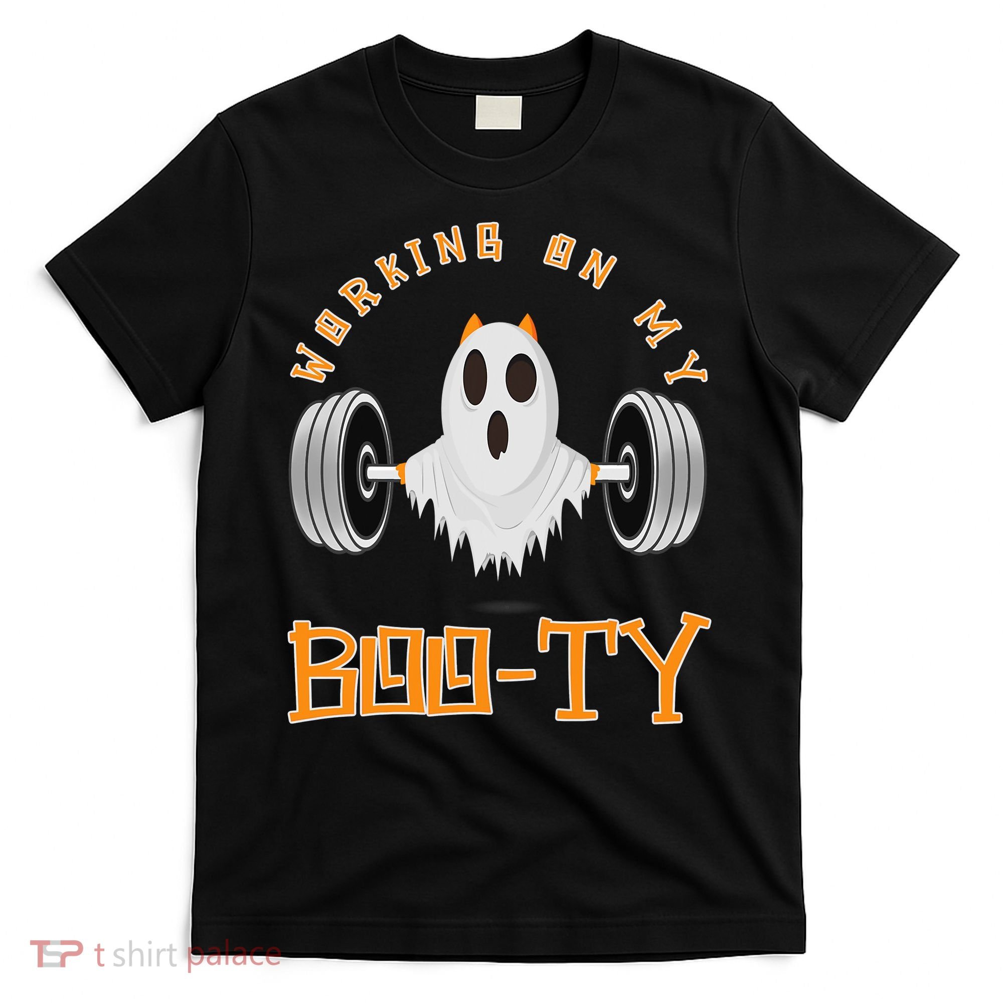 Funny Halloween Workout Gym Working On My Boo Ty Ghost T-Shirt