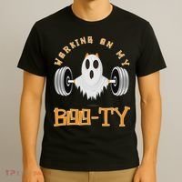 Funny Halloween Workout Gym Working On My Boo Ty Ghost T-Shirt thumb 3