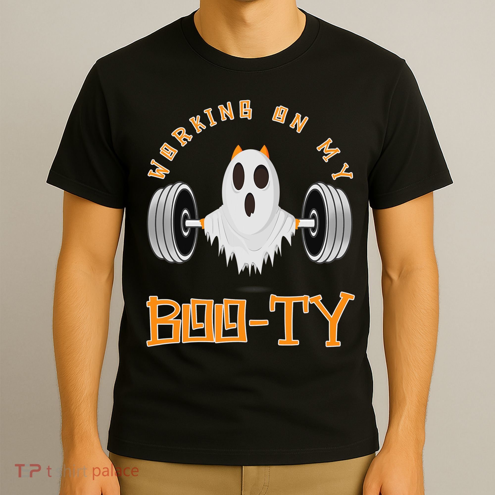 Funny Halloween Workout Gym Working On My Boo Ty Ghost T-Shirt