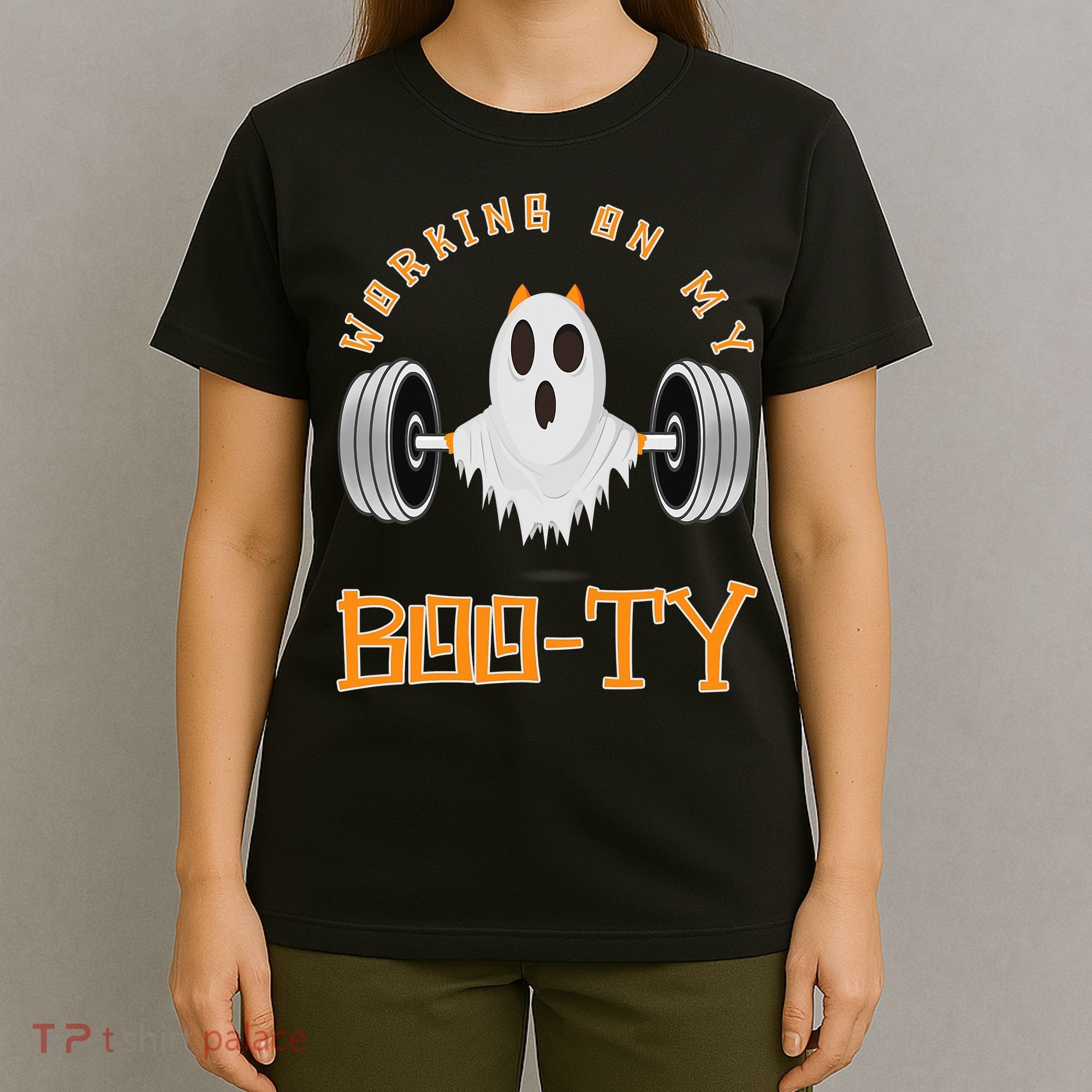 Funny Halloween Workout Gym Working On My Boo Ty Ghost T-Shirt