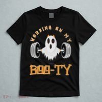 Funny Halloween Workout Gym Working On My Boo Ty Ghost T-Shirt thumb 5